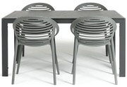 Set mobilier de grădină pentru 4 persoane cu scaune gri Joanna și masă Viking, 90 x 150 cm