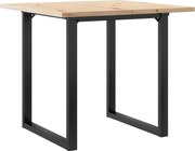 vidaXL Masă bucătărie, cadru O, 90x90x75,5 cm lemn masiv pin și Oţel