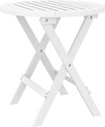 vidaXL Masă de grădină pliabilă, alb, Ø 46 cm, lemn masiv de acacia