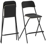 HOMCOM Set de 2 scaune de bar pliante cu cadru din oțel, pentru bucătărie, negru | Aosom Romania