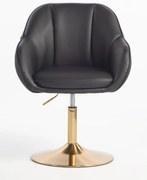 HR2055N Scaun Neagră din Piele Ecologica cu Bază Aurie