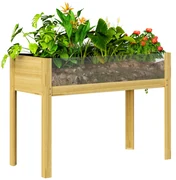 Outsunny Strat Înălțat de Grădină din Lemn cu Panouri din Acril și Orificii de Drenaj, 110x50x80 cm, Lemn Natural | Aosom Romania