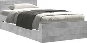 vidaXL Cadru de pat cu tăblie gri beton 90x200 cm lemn prelucrat