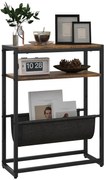 HOMCOM Masa de cafea cu etajeră și suport pentru reviste structură din oțel design industrial - 43l x 18P x 56H cm | Aosom Romania