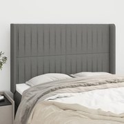 vidaXL Tăblie de pat cu aripioare gri închis 147x16x118/128 cm textil