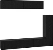 vidaXL Set comodă TV Pe perete 6 pcs Stejar Negru Lemn compozit