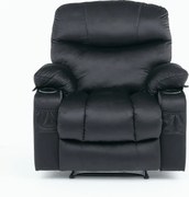 Fotoliu Masaj, Incalzire, rabatabil, sezut cu arcuri metalice, suport picioare extensibil, Catifea, Negru