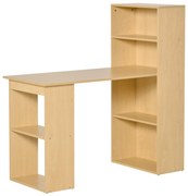 HOMCOM Birou modern cu Librarie din Lemn Natural 120x55x120cm | Aosom Romania