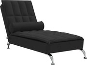 vidaXL Șezlong de masaj cu sprijin, negru, material textil