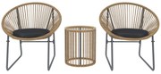 Outsunny Set Mobilier din 3 Piese din Ratan pentru Grădină cu Scaune și Măsuță de Cafea, 72x73x77 cm, Natural | Aosom Romania