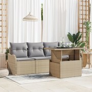 vidaXL Set de canapele pentru grădină cu pernă 5 pcs Bej Rattan poli