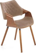 Scaun tapitat K396, bej/nuc, stofa catifelata/placaj, 56x55x77 cm