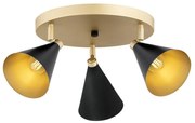 Plafoniera cu 3 spoturi directionabile design modern Lucinda negru, auriu