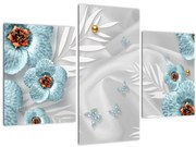 Tablou - 3D Flori albastre (90x60 cm)