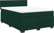 vidaXL Pat box spring cu saltea, verde închis, 160x200 cm, catifea