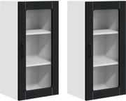 vidaXL Dulap de bucătărie 2 pcs Negru 40 x 31 x 80 cm Lemn compozit