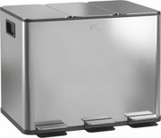 HOMCOM Coș de Gunoi cu 3 Compartimente de 20L cu Închidere Silențioasă, din Oțel Inoxidabil și PP, 61.9x36.6x56.7 cm | Aosom Romania
