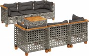 vidaXL Set canapele de grădină, 7 piese, cu perne, gri, poliratan