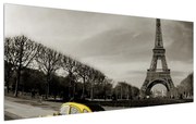 Tablou cu turnul Eiffel și mașina galbenă (120x50 cm), în 40 de alte dimensiuni noi