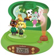 Ceas copii 3D cu proectie Lexibook Nintendo Animal Crossing RP500AC, Alarma, 4 efecte, Verde/Maro