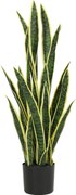 Outsunny Sansevieria Artificială în Ghiveci, Plantă Falsă pentru Interior și Exterior cu 21 de Frunze Modelabile, Ø20x90 cm | Aosom Romania