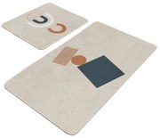 Covorașe de baie bej 2 buc. din catifea 60x100 cm Geometry Shapes – Mila Home