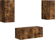 vidaXL Set comodă TV Pe perete 6 pcs Stejar fumuriu Lemn compozit