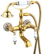 Baterie cada TRENDY'S, montare pe perete, gold, cu broderie ceramica