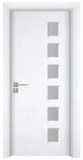 Usa Interior din MDF Novo Doors ND319, Cadru din Lemn Masiv, Geam Sablat, KIT COMPLET, Toc , Manere si balamale incluse (Culoare: Alb, Dimensiune: 70