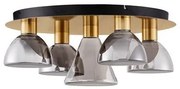 Plafoniera cu 5 spoturi LED, Metal, Sticla, Fumuriu, Voi