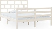 vidaXL Cadru de pat, alb, 140x200 cm, lemn masiv de pin