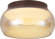 Plafonieră Art Deco maro cu sticlă chihlimbarie, cu LED reglabil în 3 trepte - Thimble