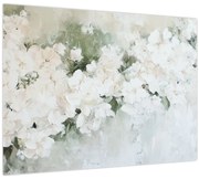 Tablou pe sticlă - Abstracție de Flori Albe (70x50 cm)
