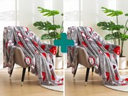 2x Patura de microplus gri pentru Craciun CHRISTMAS HEART 150x200 cm