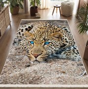 Covor cameră antiderapant, 200x300 cm, model leopard 3D