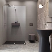 Paravan de dus tip Walk-in Radaway Furo crom-transparent 80 cm sticla securizata 8 mm stanga