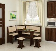 Set masă scaune pentru sufragerie, de colț Joesph stejar sonoma închis + monaco (cu taburete) (pentru 5 persoane). 746501