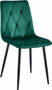 OFERTA Scaun de mese din catifea verde inchis LIBRA cu picioare negre calitate a II-a