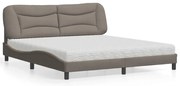 vidaXL Pat cu saltea, gri taupe, 180x200 cm, textil