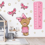 Autocolante de perete - Metru - Ursuleț și fluturași