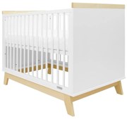 New Baby Crib Marcus cu barieră, alb/natural