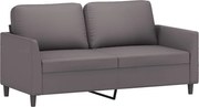 vidaXL Canapea cu 2 locuri, gri, 140 cm, piele ecologică