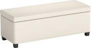 HOMCOM Bancă de Depozitare de 84L, din Țesătură cu Efect de Catifea și Oțel, 112x42x40 cm, Bej | Aosom Romania
