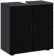 Mobilier de baie cu dulap cu 2 uși, Mobilier de baie din lemn cu poliță reglabilă, 60x30x60cm negru kleankin | Aosom Romania