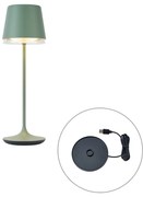 Lampă de masă verde, incl. LED IP65 reîncărcabilă cu stație de încărcare - Bass