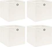 vidaXL Cutii de depozitare, 4 buc., alb, 32x32x32 cm, textil