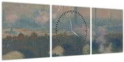 Tablou - Claude Monet, Waterloo Bridge, Gray Day, reproducere (cu ceas) (90x30 cm)