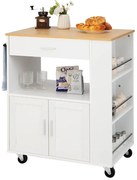 Cărucior de servire cu roți și 3 suporturi pentru condimente pe lateral