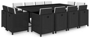 vidaXL Set mobilier de exterior cu perne, 13 piese, negru, poliratan