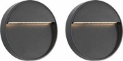 vidaXL Lămpi de perete LED de exterior, 2 buc., negru, 3 W, rotund